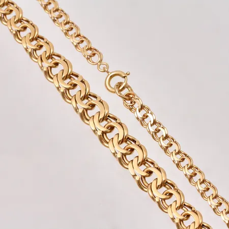 Collier 44cm, Bismarck, bredd 4,1-74mm, springring, 18K, 20,1g.
