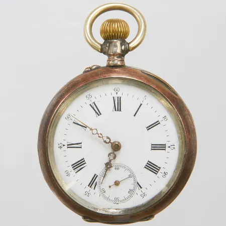 Fickur manuell 47mm, innerboett i metall, gravyer, går ej, 800/1000 silver, 75,5g Vikt: 75,5 g