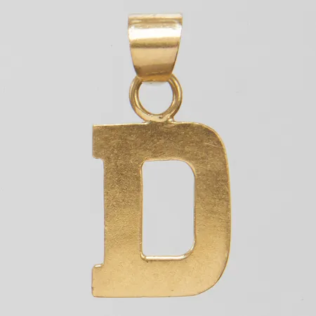 Hänge bokstaven D 24,3x11,5mm, ostämplat, 14K Vikt: 1,3 g