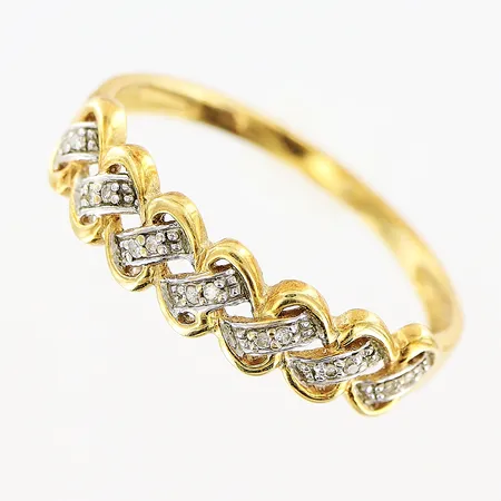 Ring Guldfynd diamanter 14 x 0,005ct stl:19 bredd 2-5mm 18K.  Vikt: 2,2 g