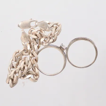 Parti silver diverse smycken, defekt trasigt, silver 830/1000 Vikt: 18,4 g
