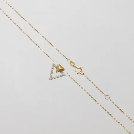 Collier med vita stenar längd ca 44+47cm, bredd 1-14mm, 14K Vikt: 2,6 g