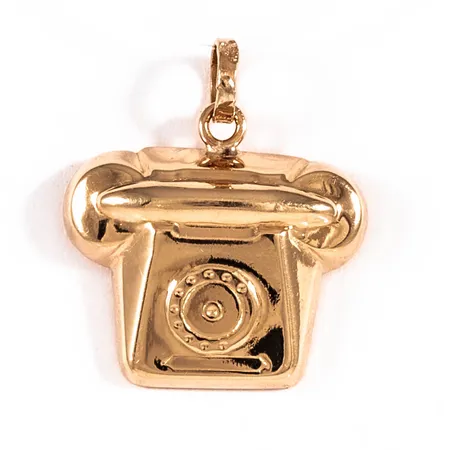 Hänge retro telefon bredd 15,8mm längd 18mm, 18K 1,0g.