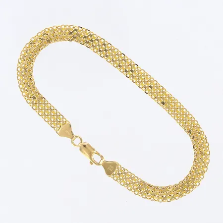 Armband X-Länk längd 20cm, bredd 6mm, skevhet, 14K Vikt: 6,5 g