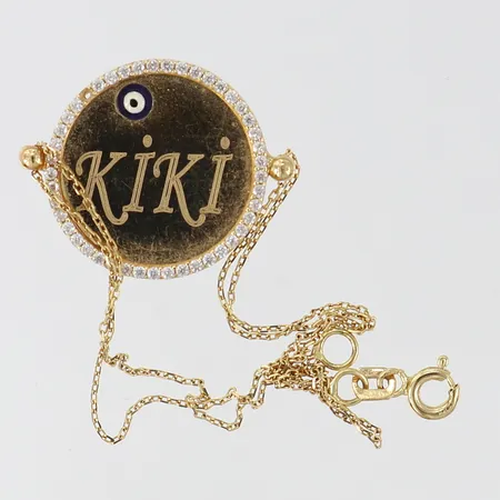 Armband med stenar knutar gravyr 14K. Vikt: 3,1 g