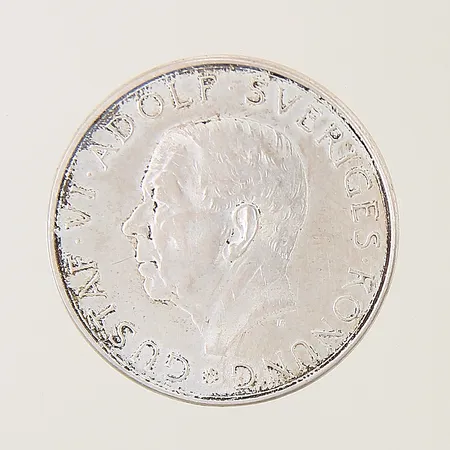 Mynt Gustaf VI Adolf Sveriges Konung 10kr Ø32mm,1882-1972, silver 830/1000 Vikt: 18 g