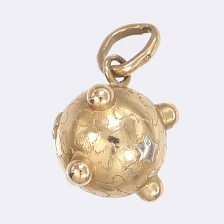 Hänge boll med stjärnor längd inkl ögla 20mm Ø10mm 18K Vikt: 2,3 g