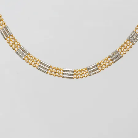 Collier längd: 41,5cm, bredd: 4,4mm, tvåfärgad, S-lås, 22K Vikt: 15,1 g