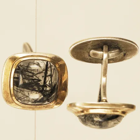 Manschettknappar med rutilkvarts 18,8x16,5mm silver 830/1000 Vikt: 13,7 g