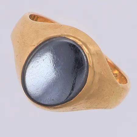 Ring hematit stl:17, gravyr, 18K Vikt: 5,2 g