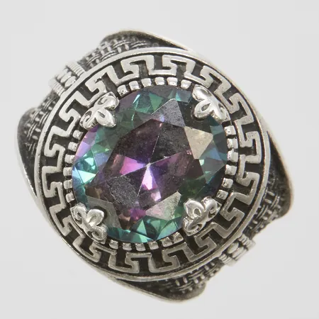 Ring med sten stl16, bredd 4-17mm, 925/1000 silver Vikt: 7,7 g