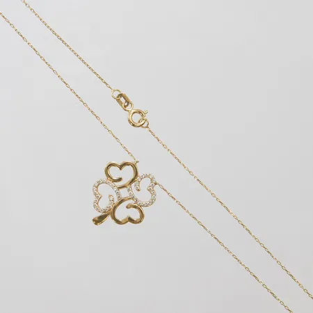 Collier Ankar längd: 46cm, bredd: 0,7mm, motiv med vita stenar, 20x17mm, 14K Vikt: 2,7 g