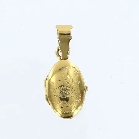 Medaljong mönster, längd inkl ögla 23mm, bredd 12mm, 18K Vikt: 3,7 g