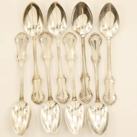 8 kaffeskedar modell Olga 10,5cm silver Vikt: 93,8 g