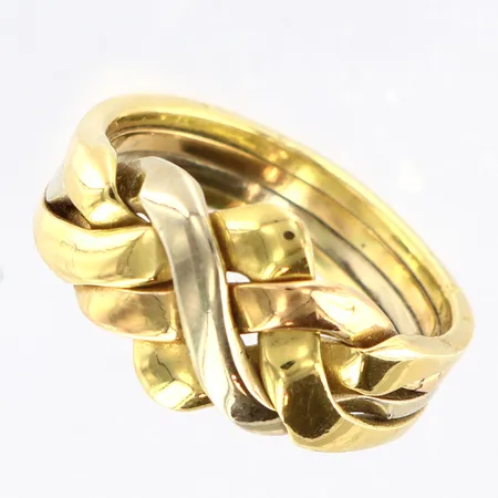 Ring trefärgad stl:18, bredd 5-11,5mm, 18K Vikt: 8 g
