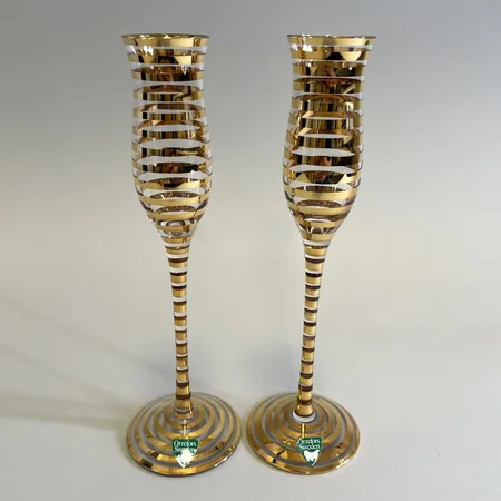 Ett par Likörglas Orrefors etikettmärkta höjd ca 18cm.