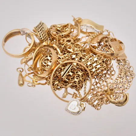 Diverse defekt guld, 18K, 71,54g.