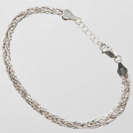 Armband flätat längd: 18,3-20,3cm, bredd: 4,1mm, GHA, silver 925/1000 Vikt: 6,6 g