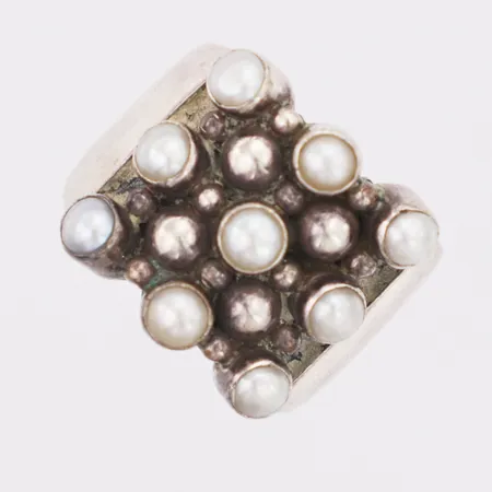 Ring pärlor GHA stl:19, bredd ca 9,4-18mm 925/1000 silver Vikt: 13,7 g