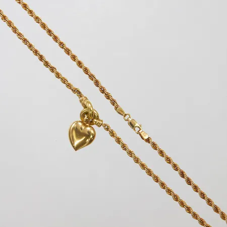 Collier Cordell ihålig längd: 44,9cm, bredd: 3,2mm, integrerat hänge hjärta 23,5x14,1mm, GHA, 18K Vikt: 10,7 g