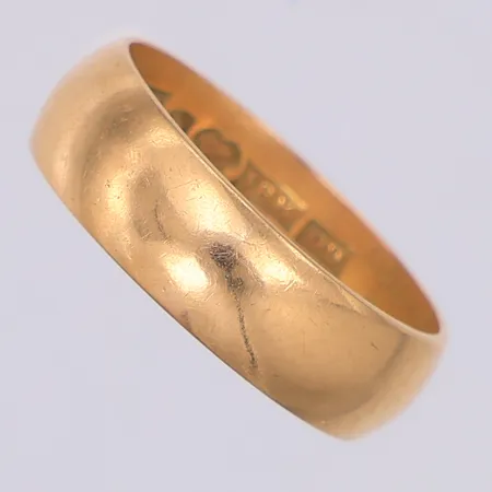 Ring slät stl:17¾, gravyr, 18K Vikt: 5,2 g