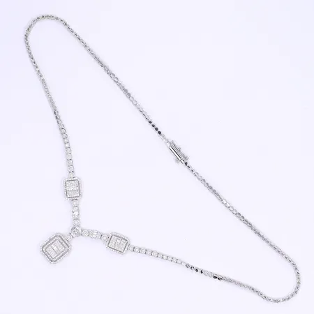 Halscollier med diamanter ca tot 0,65ct 42cm bredd 3-23mm vitguld 18K Vikt: 17,4 g