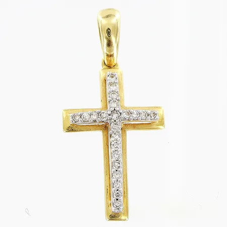 Hänge Guldfynd kors diamanter 22 x ca 0,005ct 21x10mm 18K. Vikt: 0,8 g