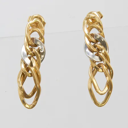 Örhängen längd: 31mm, tvåfärgade, liten spricka, 18K Vikt: 2,2 g