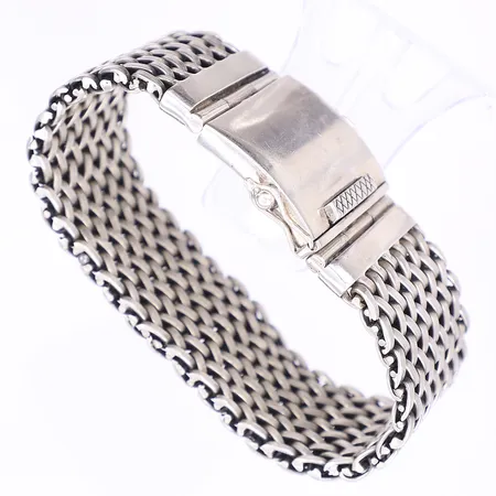 Armband flätat längd 20cm bredd 30mm silver 925/1000 Vikt: 131,2 g