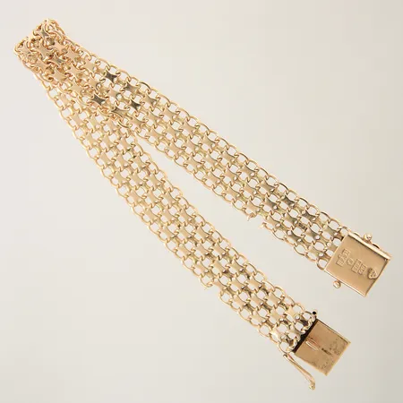 Armband X-länk längd 20,5cm bredd 11mm saknar låsåtta, 1 del av länk defekt 18K Vikt: 18,7 g