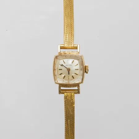 Damur Certina guld på stål manuel 15x15mm, armband i 18K längd ca 16,5-17,5cm, bruttovikt: 18,8g