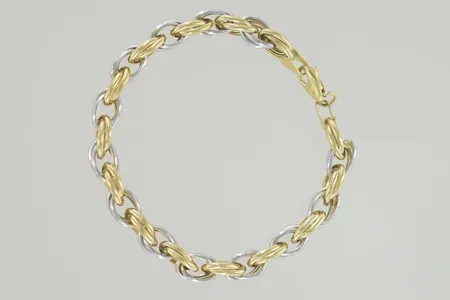 Armband vit/rödguld längd 18,5 cm bredd 6 mm, 18K Vikt: 8,8 g