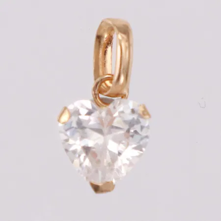 Hänge hjärta vit sten längd 12mm bredd 7mm, 18K Vikt: 0,6 g