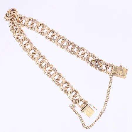 Armband Bismarck längd 19cm bredd 8mm kistlås svenska stämplar defekt 18K Vikt: 26,4 g