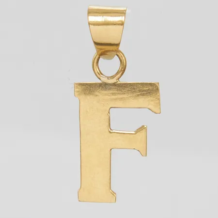 Hänge bokstaven F 25x10,5mm, ostämplat, 14K Vikt: 1,2 g