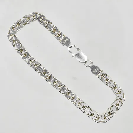 Armband Kejsarlänk längd 19½cm, bredd 5mm, fyrkantig modell, silver 925/1000. Vikt: 31,8 g