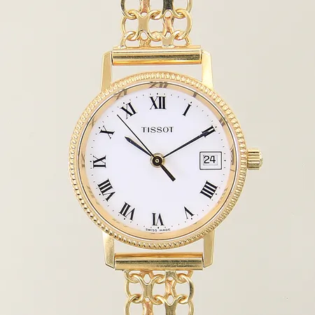 Damur Tissot 18K quartz Ø24mm datum X-länk i 18K behov av batteribyte etui bruttovikt: 24,5g