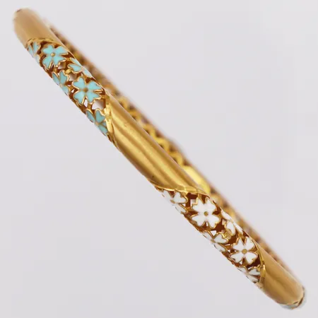Armring med blomdekor emalj ca Ø 60mm, 22K Vikt: 11,6 g