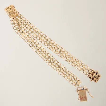 Armband X-länk längd 20,5cm bredd 7,6mm defekt vid lås slitna länkdelar 18K Vikt: 9,1 g
