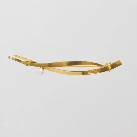 Brosch med odlad pärla 3,6mm, 57,2x7,2mm, skev, 8K Vikt: 2,1 g