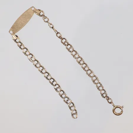 Armlänk Bismarck med platta, längd 15cm bredd 3,5-5,5mm, saknar låsögla, sliten, 18K 2,5g Vikt: 2,5 g