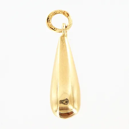 Hänge droppe längd 19mm, bredd 2-5mm, smärre skevheter, 18K Vikt: 0,6 g