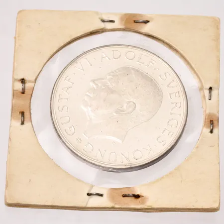 Minnesmynt 10Kr Gustaf VI Adolf, Plikten Framför Allt 1882-1972 Ø32mm, silver 830/1000, 18g.