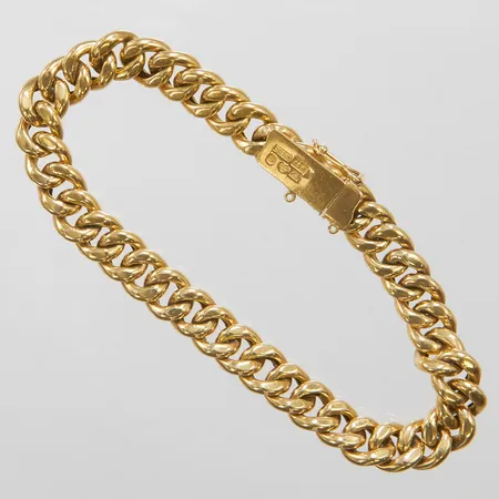 Armband Pansar ihålig längd: 18,5cm, bredd: 7,8mm, Svedboms Guldsmeds Ab Hov, Vetlanda, 1951, säkerhetskedja saknas, 18K Vikt: 13,4 g