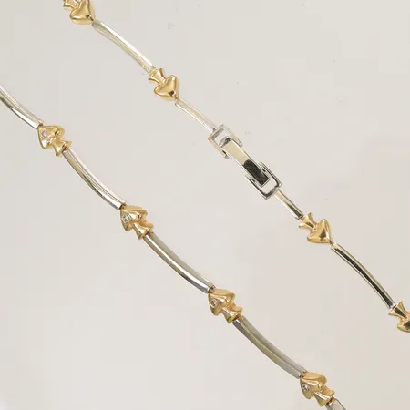 Halscollier tvåfärgat och vita stenar, 41,5cm, bredd 1,5-5mm 18K Vikt: 16 g