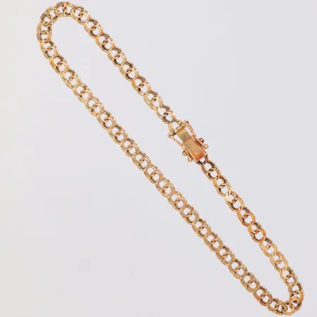 Armband Bismarck längd 20cm, bredd 3,6mm, svaga länkdelar, defekt lås, 18K Vikt: 5 g