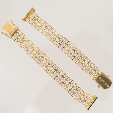 Klockarmband X-länk, 8cm, bredd 9,2mm på båda länkarna, ojämna länkar 18K 