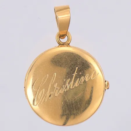 Hänge / medaljong 26mm, gravyr, 18K Vikt: 3,7 g