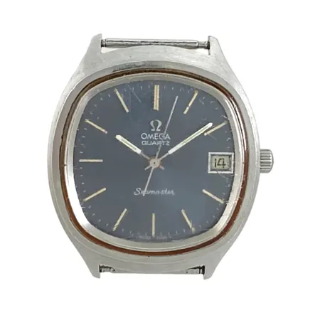 Herrur Omega Seamaster, 38 x 40 mm, stål, quartz - behov av nytt batteri, kaliber 1315, referensnummer ST 196.0073, 70-tal, bruksmärken
