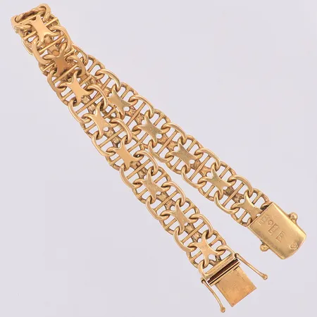 Armband X-länk med stav längd 19,5cm bredd 11mm Ahlms Guld och Silververkstad 1967, 18K Vikt: 27,9 g